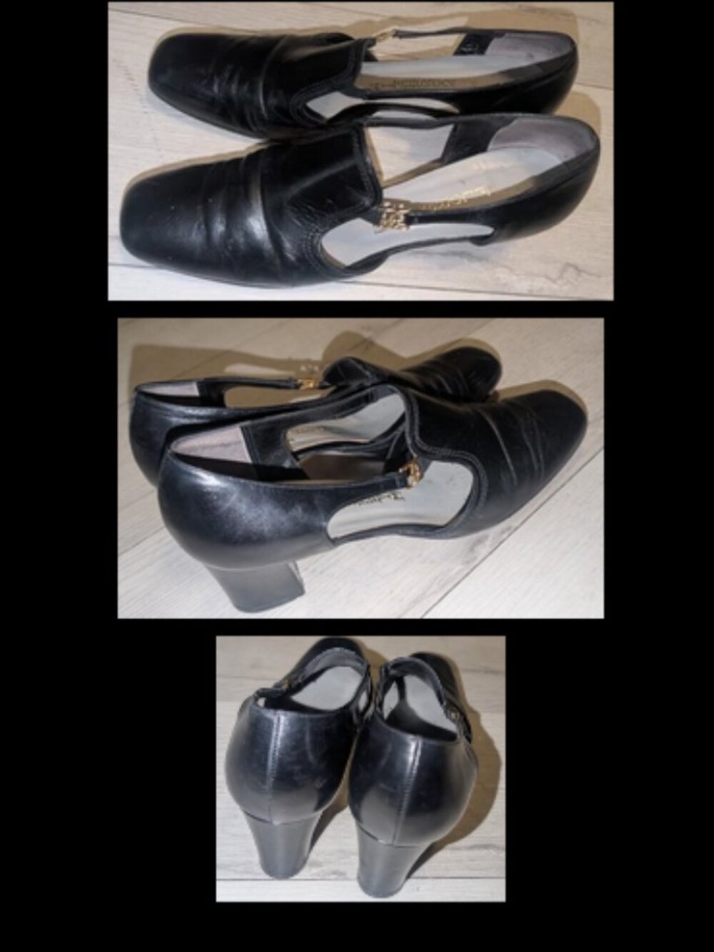 Vintage Florsheim Black Leather Pumps Womens Dress Shoes Size 9.5